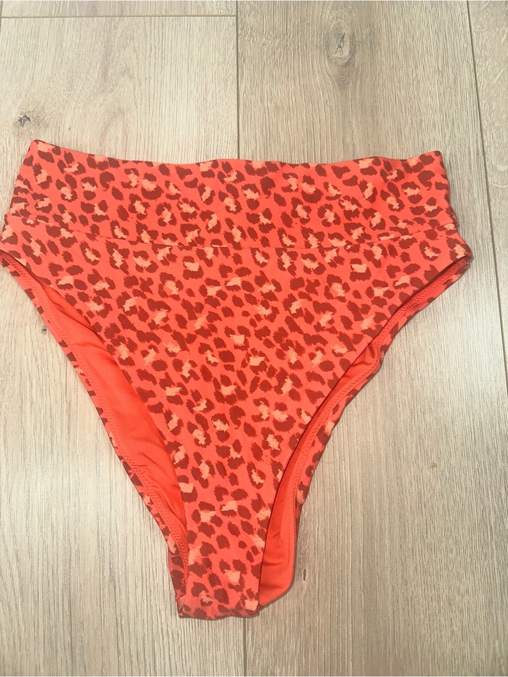 aerie Coral Leopard High-Rise Bikini Bottom